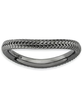 FB Jewels Solid Sterling Silver Stackable Expressions Polished Black-Plate Wave Ring FB Jewels Solid Sterling Silver Stackable Expressions Polished Black-Plate Wave Ring